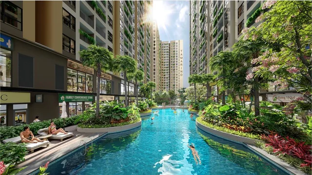 Hồ bơi resort khoảng 315 m²